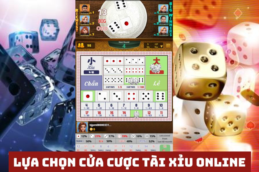 lua chon cac cua dat cuoc trong tai xiu online